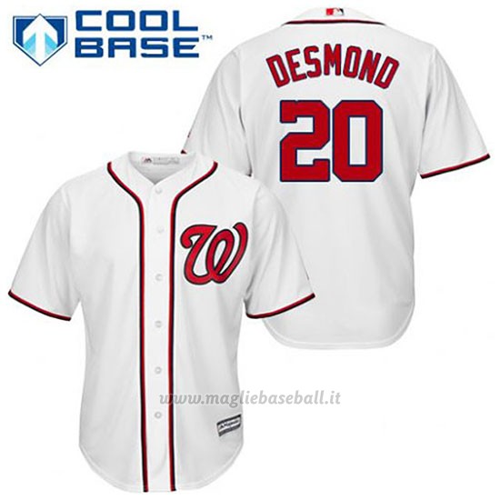 Maglia Baseball Uomo Washington Nationals Ian Desmond 20 Bianco 1ªCool Base